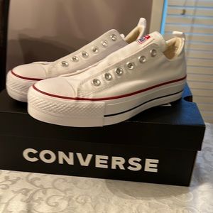 Converse NIB, white slip on platform, women size 8.5, model # 563457F